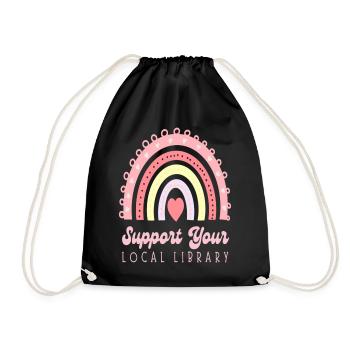 Support Your Local Library - Drawstring Bag - black - Front