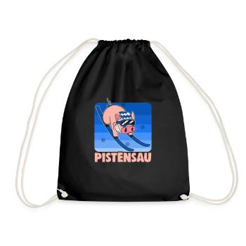 Skifahrer Pistensau Ski - Turnbeutel - Schwarz - Vorne