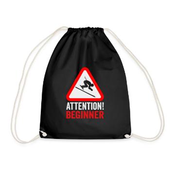 Skifahrer Attention beginner! Ski - Turnbeutel - Schwarz - Vorne