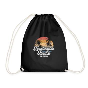 Huntington Beach California USA America Gift - Drawstring Bag - black - Front