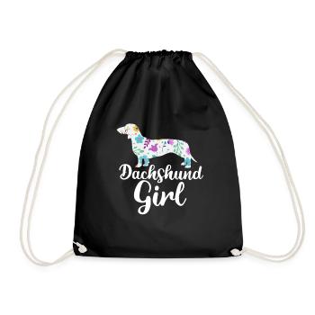 Dachshund Girl - Drawstring Bag - black - Front
