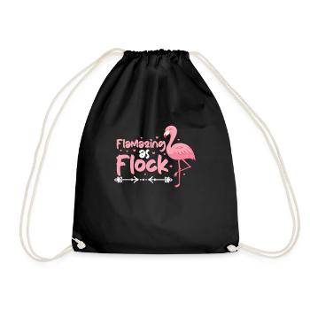 Flamingo Pink Vogel Zoo Sommer Urlaub Geschenk - Turnbeutel - Schwarz - Vorne