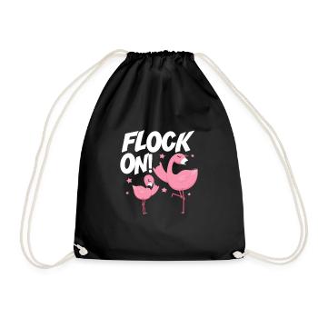 Flamingo Pink Vogel Zoo Sommer Urlaub Geschenk - Turnbeutel - Schwarz - Vorne