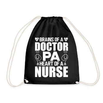 Physician Assistant Brains Of A Doctor Heart Nurse - Drawstring Bag - black - Front