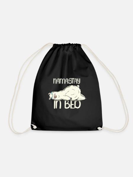 Sleepy Namaste in Bed Lazy Illustration - Turnbeutel - Schwarz