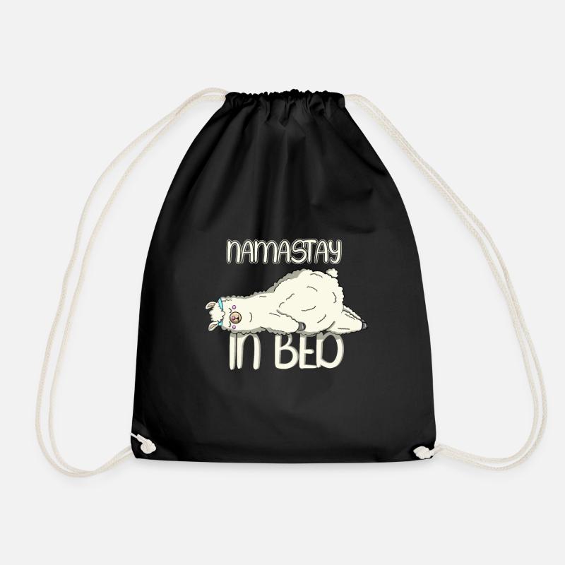 Sleepy Namaste in Bed Lazy Illustration - Turnbeutel - Schwarz