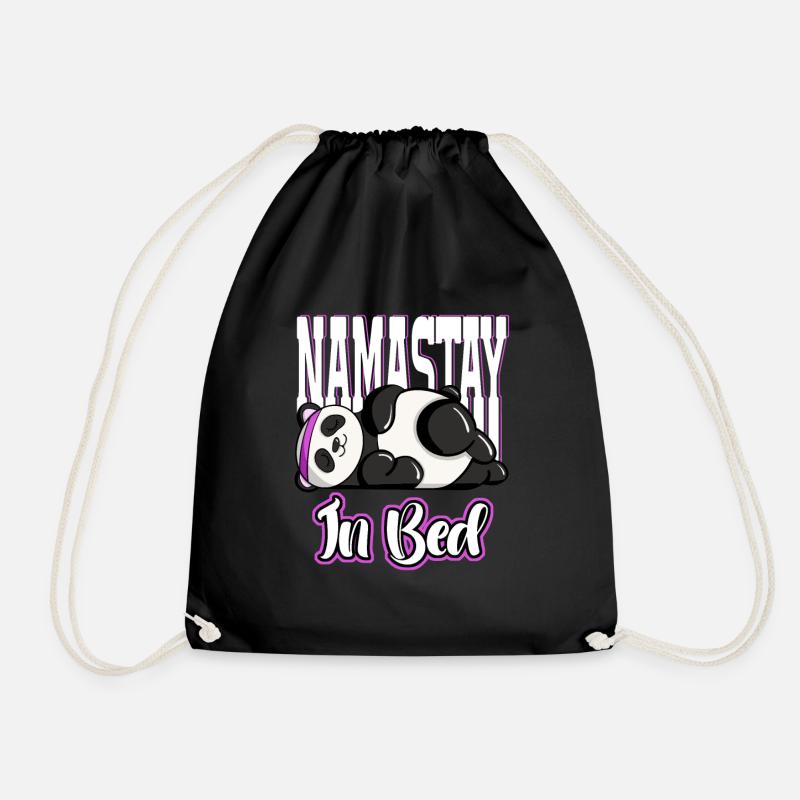 Tired Namaste in Bed Panda Lazy Artwork - Turnbeutel - Schwarz