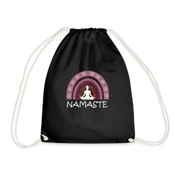 Namaste Cute Yoga Rainbow with Meditating Yogi - Turnbeutel - Schwarz - Vorne