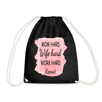 Maman Femme Dur Dur Travail Dur Répéter - Sac de sport léger - noir - Devant