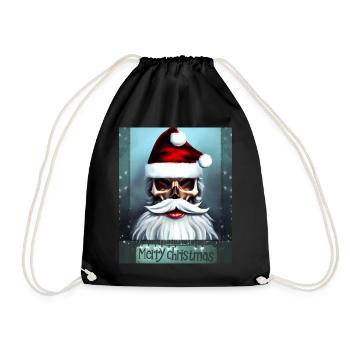 Merry Christmas Skull of Santa Claus with Beard - Drawstring Bag - black - Front