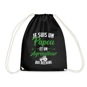 Papou et Agriculteur Qui Déchire Cadeau Humour - Sac de sport léger - noir - Devant