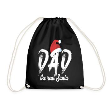 Christmas Dad the real Santa - Drawstring Bag - black - Front