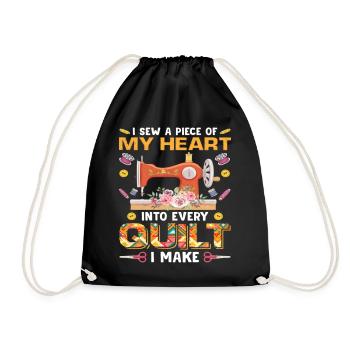 I Sew A Piece Of My Heart Info Every Quilting - Turnbeutel - Schwarz - Vorne