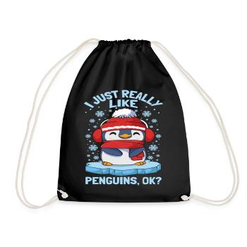 I Just Really Like Penguins Ok - Drawstring Bag - black - Front