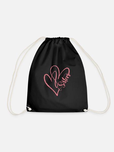 Schwester Bruder Geschwister Familie Geschenk - Turnbeutel - Schwarz