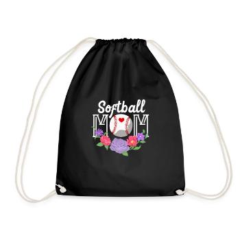 Softball Mutter Baseball Tochter Sohn Geschenk - Turnbeutel - Schwarz - Vorne