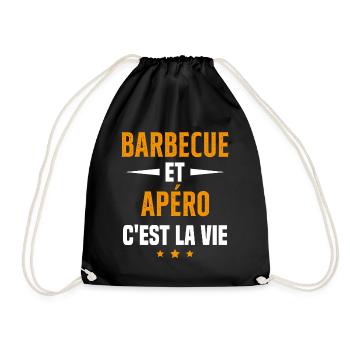Barbecue et apéro c'est la vie vacances d'été - Sac de sport léger - noir - Devant