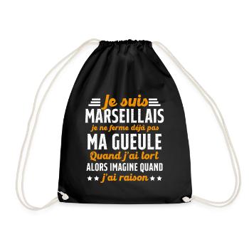 Marseillais je ferme pas ma gueule cadeau humour - Sac de sport léger - noir - Devant