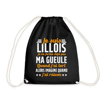 Lillois je ferme pas ma gueule cadeau Lille humour - Sac de sport léger - noir - Devant