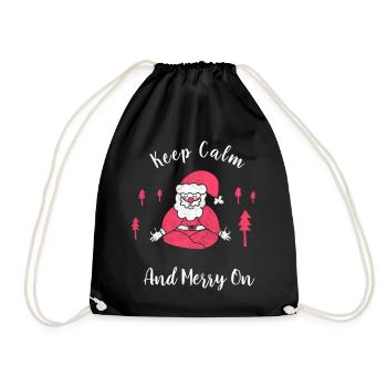Keep Calm And Merry On Funny Yoga Christmas - Turnbeutel - Schwarz - Vorne