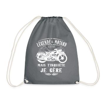 Legend and biker I manage humor motorcycle gift - Drawstring Bag - grey - Front