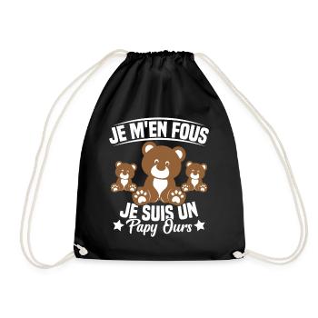 Je m en fous je suis un Papy ours Grand père - Sac de sport léger - noir - Devant
