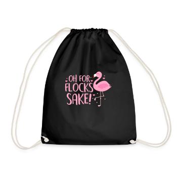 Flamingo Pink Vogel Zoo Sommer Urlaub Geschenk - Turnbeutel - Schwarz - Vorne