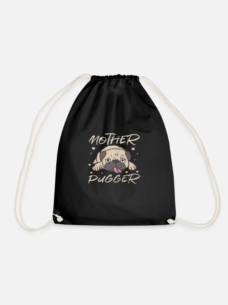 Pug - Drawstring Bag - black