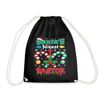 Santa's Nicest Pastor Christmas Religious - Drawstring Bag - black - Front