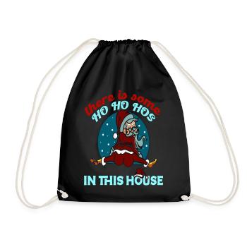 There's Some Ho Ho Hos In This House Santa Dance - Drawstring Bag - black - Front