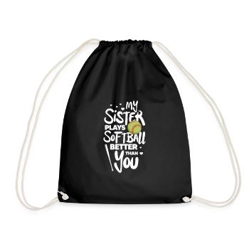 Softball Schwester Baseball Bruder Sport Geschenk - Turnbeutel - Schwarz - Vorne