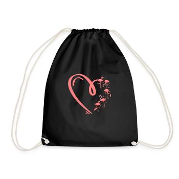 Flamingo Pink Vogel Zoo Sommer Urlaub Geschenk - Turnbeutel - Schwarz - Vorne