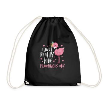 Flamingo Pink Vogel Zoo Sommer Urlaub Geschenk - Turnbeutel - Schwarz - Vorne