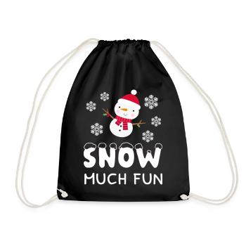 Winter Snow Much Fun Snowman - Drawstring Bag - black - Front