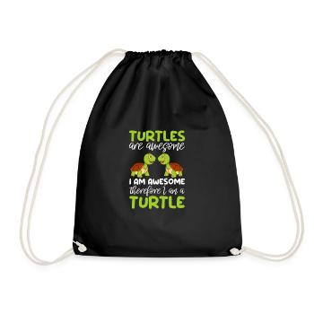 Schildkröte Turtle Meer Meeresbewohner Geschenk - Turnbeutel - Schwarz - Vorne