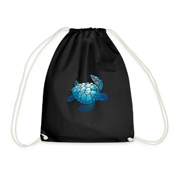 Turtle Turtle Sea Sea Creatures Gift - Drawstring Bag - black - Front