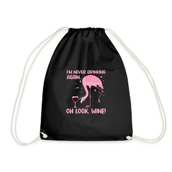 Flamingo Wein Pink Vogel Sommer Urlaub Geschenk - Turnbeutel - Schwarz - Vorne