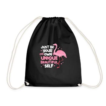 Flamingo Pink Vogel Zoo Sommer Urlaub Geschenk - Turnbeutel - Schwarz - Vorne