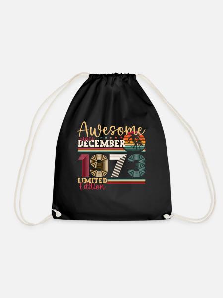 Jahrgang Dezember 1973 49. Geburtstag Geschenk - Turnbeutel - Schwarz