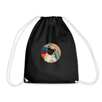 Pug - Drawstring Bag - black - Front