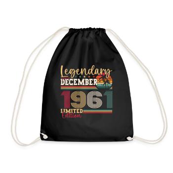 Born December 1961 61st birthday gift - Drawstring Bag - black - Front