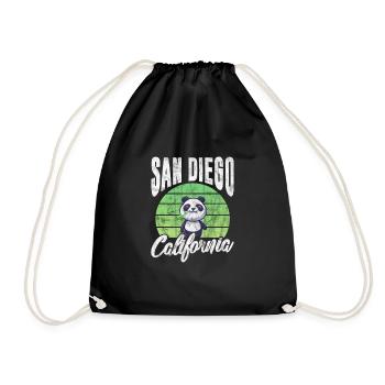 San Diego California USA Vacation America Gift - Drawstring Bag - black - Front