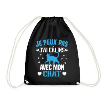 je peux pas j'ai câlins avec mon chat Cadeau - Sac de sport léger - noir - Devant