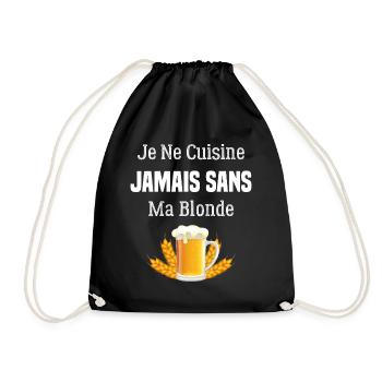 Je ne cuisine jamais sans ma blonde - Sac de sport léger - noir - Devant