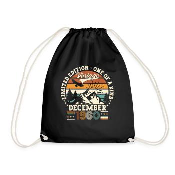 Né en décembre 1960 cadeau de 62e anniversaire - Sac de sport léger - noir - Devant