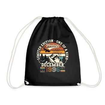 December Born 1996 26th birthday gift - Drawstring Bag - black - Front