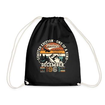 Born December 1961 61st birthday gift - Drawstring Bag - black - Front