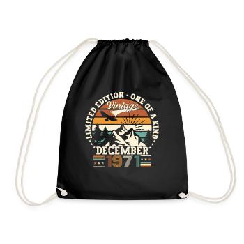Original December 1971 51st Birthday Gift - Drawstring Bag - black - Front