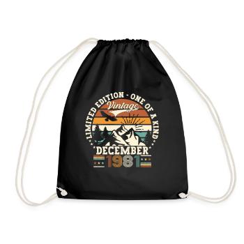 December Born 1981 41st birthday gift - Drawstring Bag - black - Front