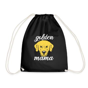 Golden Retriever Goldie Dog Dogs Gift - Drawstring Bag - black - Front